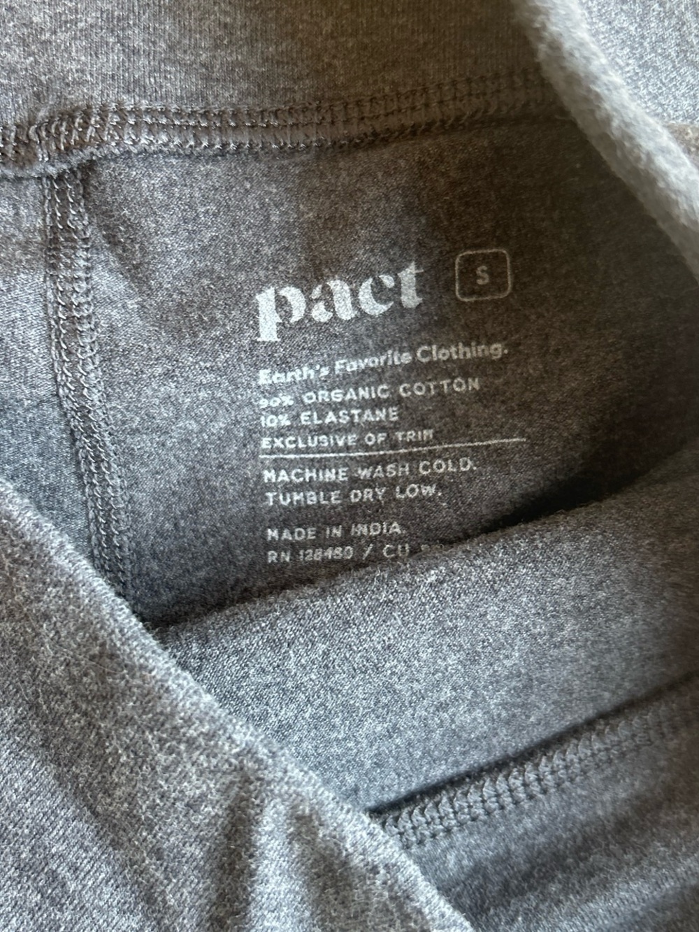 Pact 100% Organic Cotton Charcoal Cropped High-Waist Leggings - Picture 7 of 7